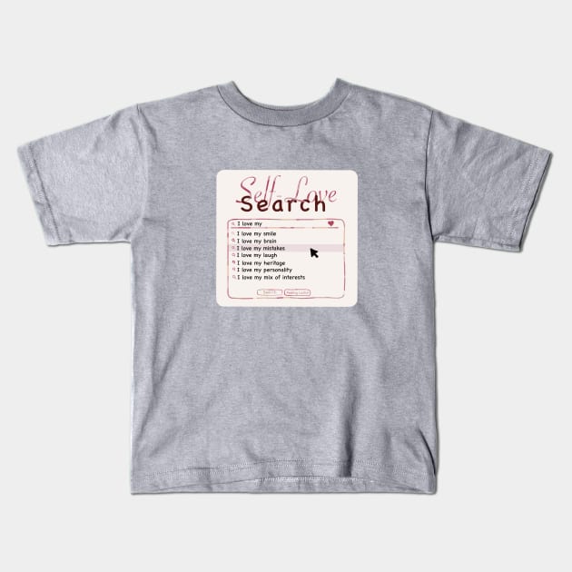 Self-Love Search - Anti Valentine’s Day Google Doodle Kids T-Shirt by The Cozy Art Club